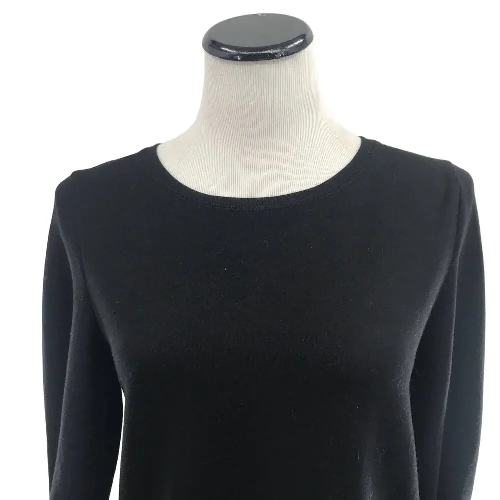 J. Crew Black Tie Sleeve Cotton Pullover Sweatshirt